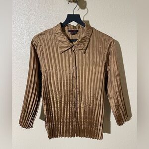 Simon Chang Bronze Pleated Blouse